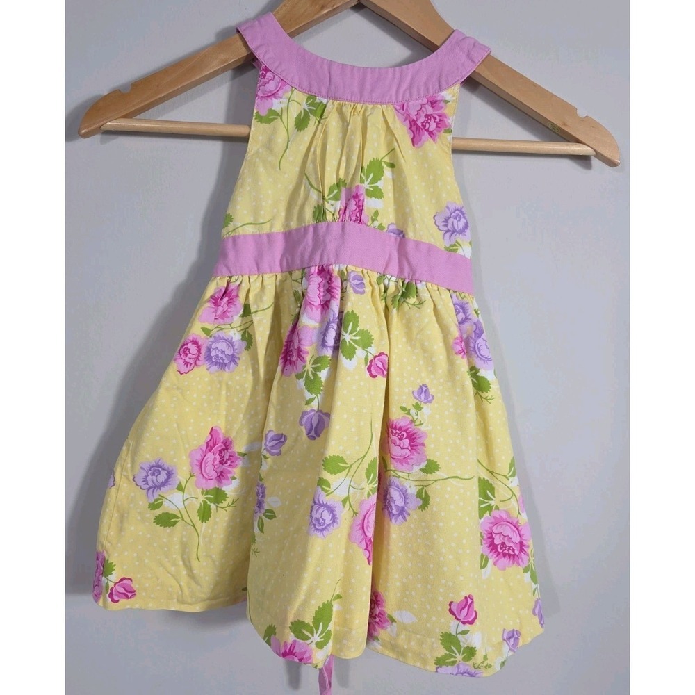 Vintage Penelope Mack Girls Floral Dress 3T Yellow Pink Cottagecore
